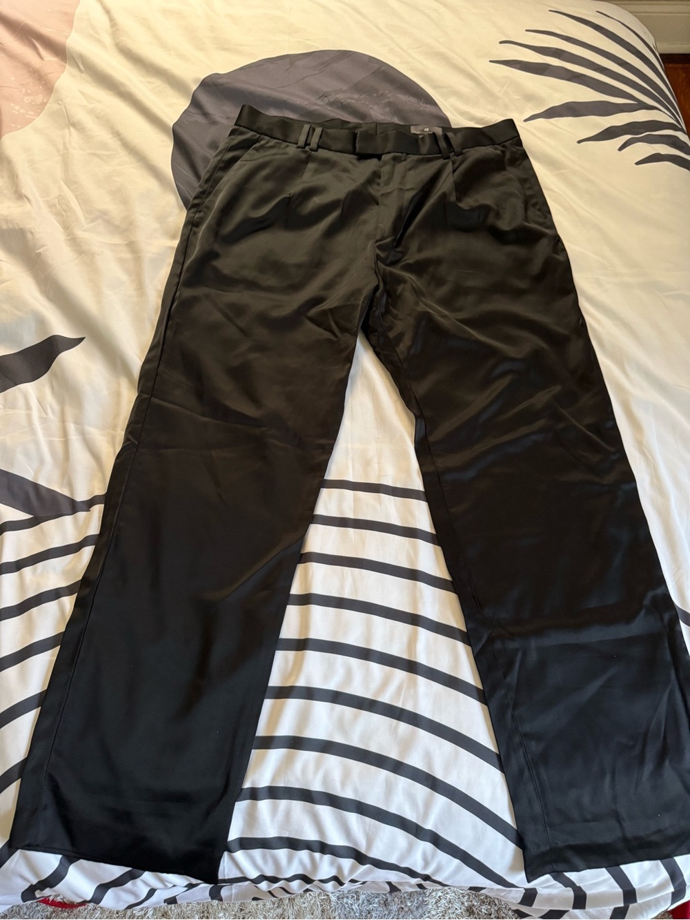 Men's Black Satin Black Pants